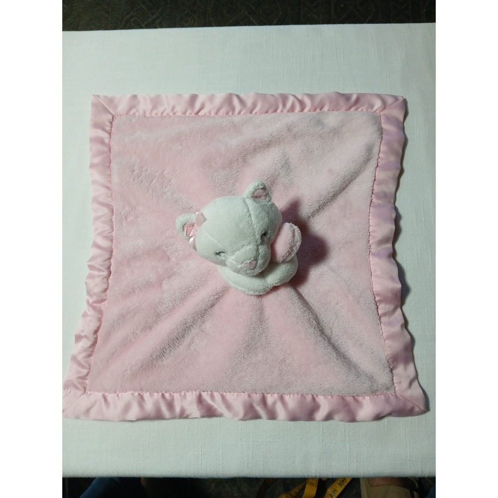 Carters‎ White Kitty Lovey Security Blanket Plush Satin Pink